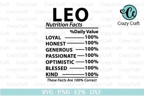 Leo SVG & Nutrition Facts Graphics for Crafts & Commercial Use